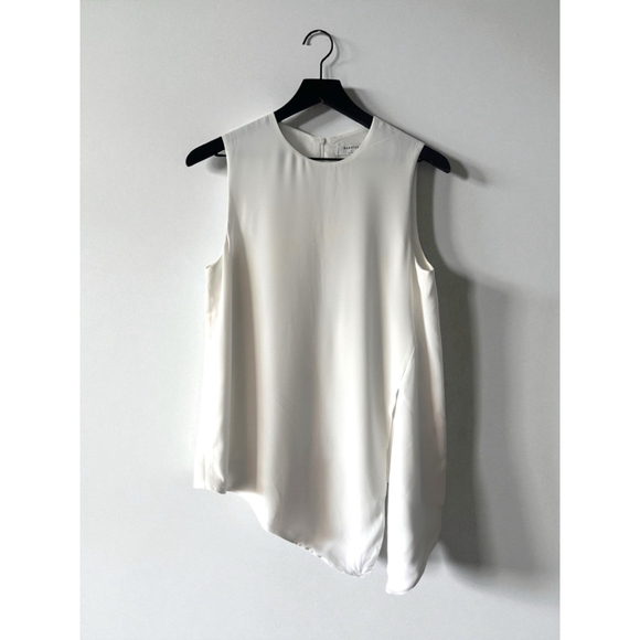Aritzia Tops - Aritzia Babaton Asymmetrical Sleeveless Blouse White Top Size S Minimalist